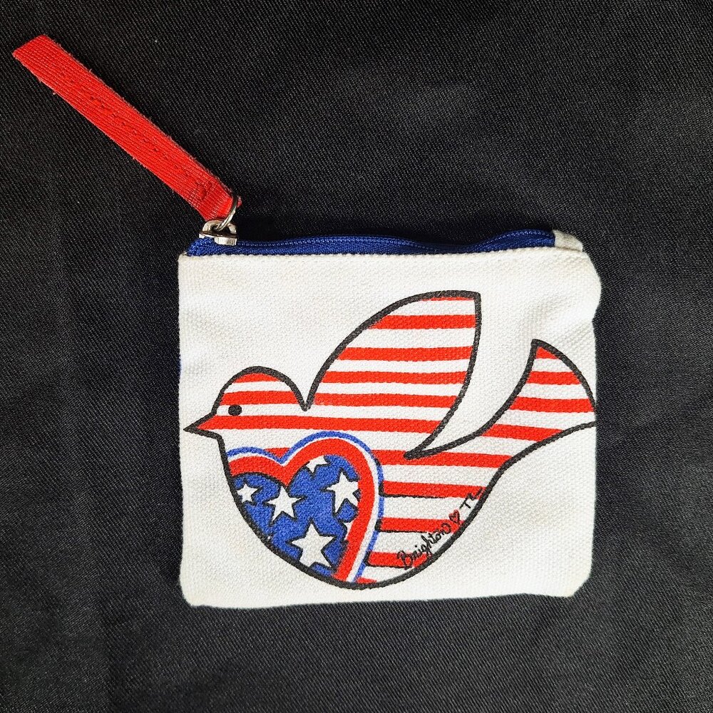 Brighton Small Summer Love Zip Pouch Red White Blue Dove with Stars